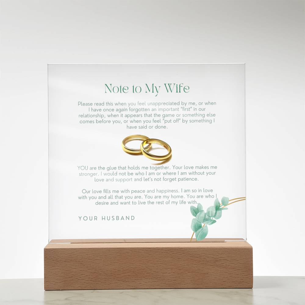 A Note to My Wife (In Green Ink Lettering)