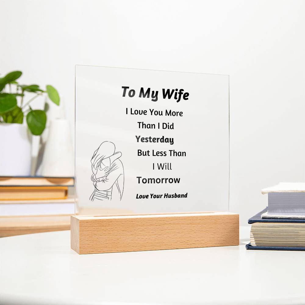 Square Acrylic Plaque for Wife