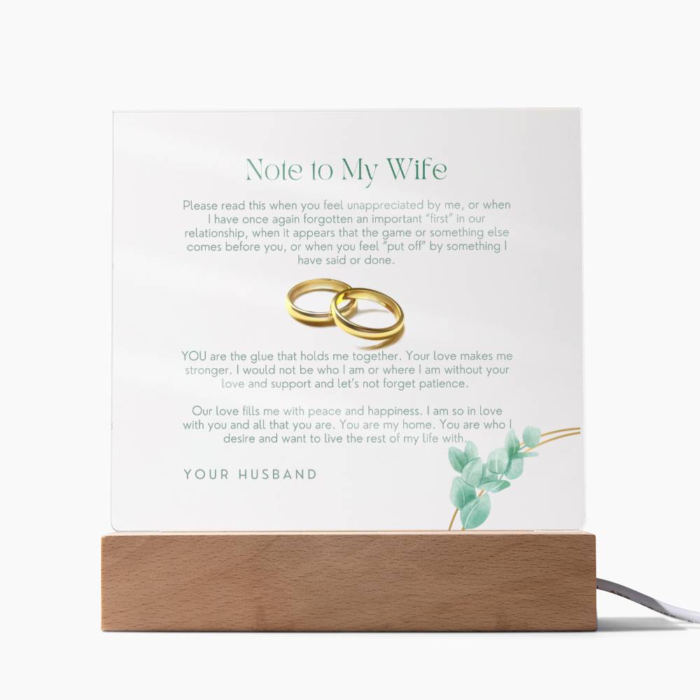 A Note to My Wife (In Green Ink Lettering)