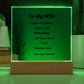 Square Acrylic Plaque for Wife