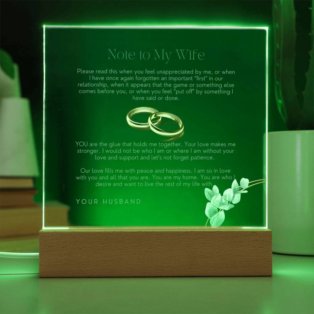 A Note to My Wife (In Green Ink Lettering)