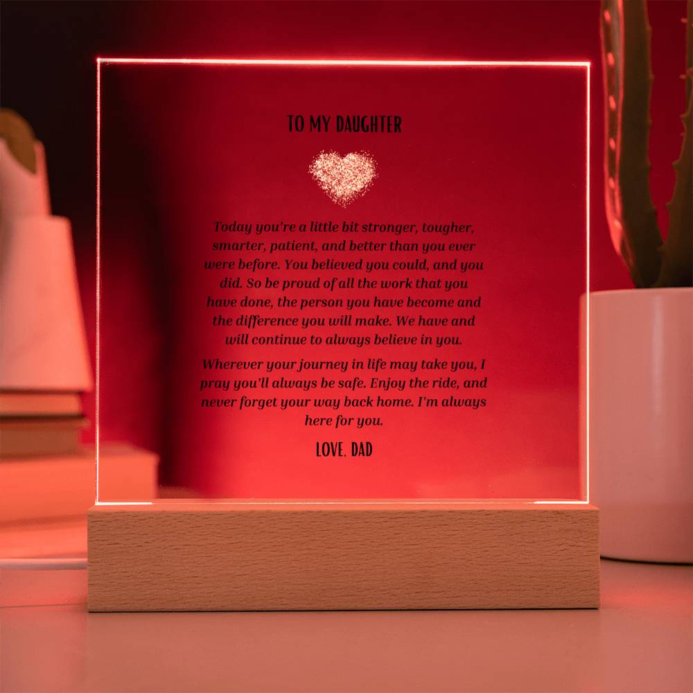 "To Daughter from Dad" Acrylic Square Plaque